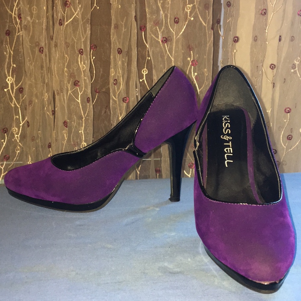 Purple velvet heels